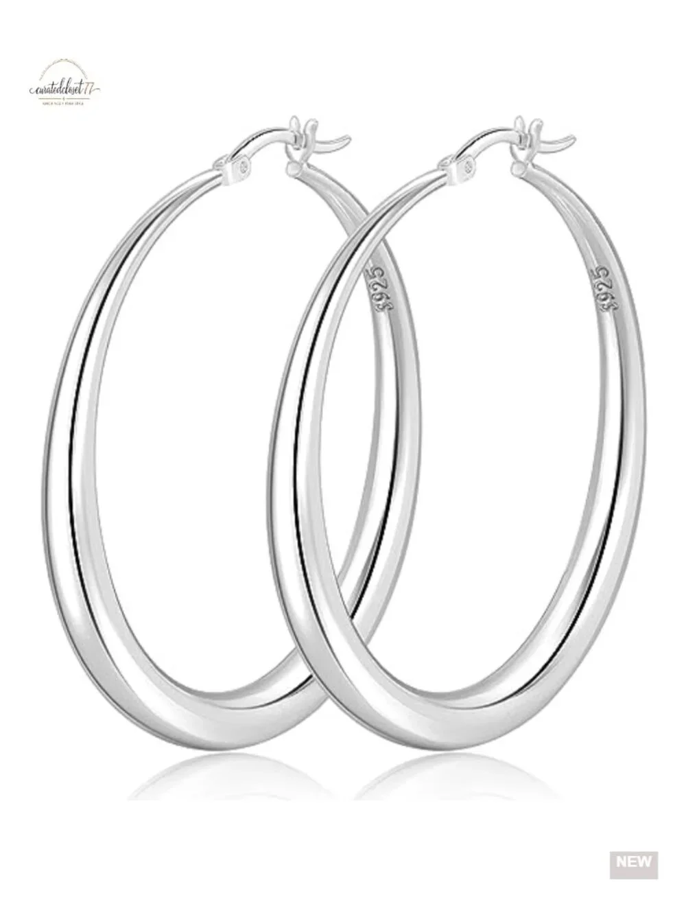 S925 Sterling Silver Hoop Earrings Large Hypoallergenic Lightweight Big Thick